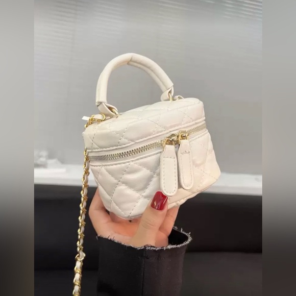Handbags - White/Cream Quilted Mini Handbag